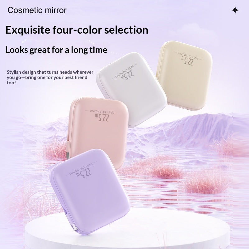 Espejo con batería externa y cable integrado | Mirror power bank with built-in cable