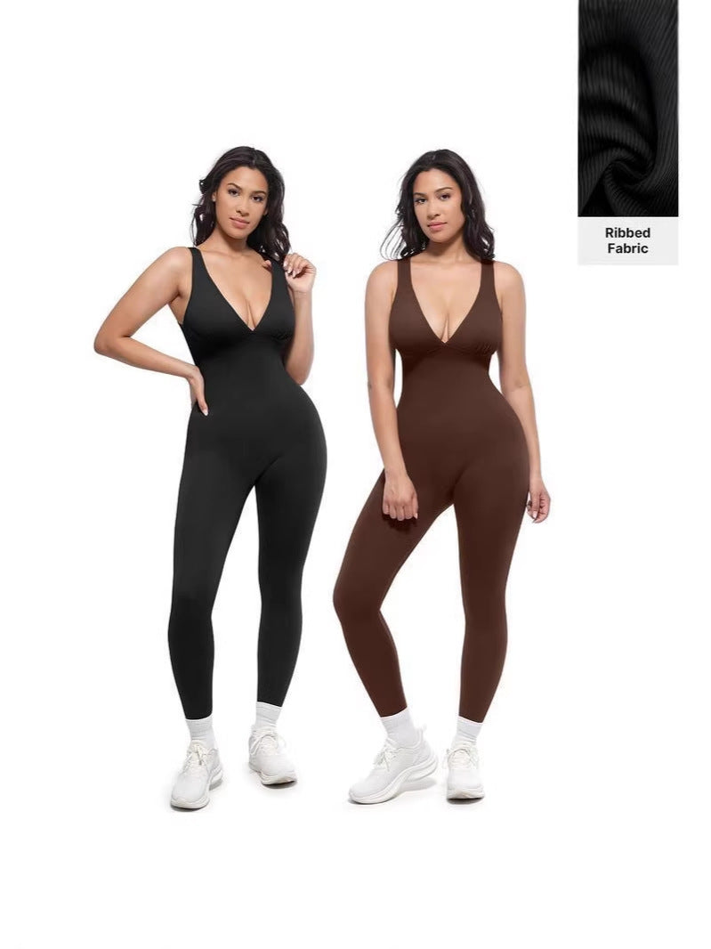 Mono deportivo sin costuras para mujer, efecto vientre plano | Seamless shapewear jumpsuit for women
